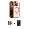 MARSİLYAN™- iPhone 16 Pro Max Kılıf Kıvılcım Prime - Siyah 3D Antistatik Hayalet Cam Ekran Koruyucu + Pers Alüminyum Kamera Lens - CLTM