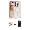 MARSİLYAN™- iPhone 16 Pro Max Kılıf Kıvılcım Prime - Siyah 3D Antistatik Hayalet Cam Ekran Koruyucu + Pers Alüminyum Kamera Lens - GS