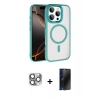 MARSİLYAN™- iPhone 16 Pro Max Kılıf Kıvılcım Prime - Siyah 3D Antistatik Hayalet Cam Ekran Koruyucu + Pers Alüminyum Kamera Lens - GI