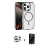 MARSİLYAN™- iPhone 16 Pro Max Kılıf Kıvılcım Prime - Siyah 3D Antistatik Hayalet Cam Ekran Koruyucu + Pers Alüminyum Kamera Lens - GI