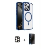 MARSİLYAN™- iPhone 16 Pro Max Kılıf Kıvılcım Prime - Siyah 3D Antistatik Hayalet Cam Ekran Koruyucu + PVD Metal Kamera Lens - GD