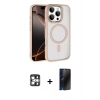 MARSİLYAN™- iPhone 16 Pro Max Kılıf Kıvılcım Prime - Siyah 3D Antistatik Hayalet Cam Ekran Koruyucu + PVD Metal Kamera Lens - GS
