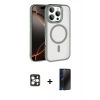MARSİLYAN™- iPhone 16 Pro Max Kılıf Kıvılcım Prime - Siyah 3D Antistatik Hayalet Cam Ekran Koruyucu + PVD Metal Kamera Lens - GD