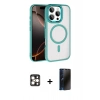 MARSİLYAN™- iPhone 16 Pro Max Kılıf Kıvılcım Prime - Siyah 3D Antistatik Hayalet Cam Ekran Koruyucu + PVD Metal Kamera Lens - GD