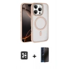 MARSİLYAN™- iPhone 16 Pro Max Kılıf Kıvılcım Prime - Siyah 3D Antistatik Hayalet Cam Ekran Koruyucu + PVD Metal Kamera Lens - SH