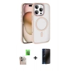 MARSİLYAN™- iPhone 16 Pro Max Kılıf Kıvılcım Prime - Siyah 3D Antistatik Hayalet Cam Ekran Koruyucu + Raze Metal Kamera Lens - NLGY