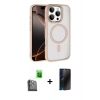 MARSİLYAN™- iPhone 16 Pro Max Kılıf Kıvılcım Prime - Siyah 3D Antistatik Hayalet Cam Ekran Koruyucu + Raze Metal Kamera Lens - SH
