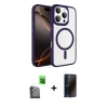 MARSİLYAN™- iPhone 16 Pro Max Kılıf Kıvılcım Prime - Siyah 3D Antistatik Hayalet Cam Ekran Koruyucu + Raze Metal Kamera Lens - SH