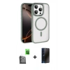 MARSİLYAN™- iPhone 16 Pro Max Kılıf Kıvılcım Prime - Siyah 3D Antistatik Hayalet Cam Ekran Koruyucu + Raze Metal Kamera Lens - SH