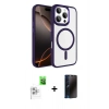 MARSİLYAN™- iPhone 16 Pro Max Kılıf Kıvılcım Prime - Siyah 3D Antistatik Hayalet Cam Ekran Koruyucu + Raze Metal Kamera Lens - BZ