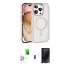 MARSİLYAN™- iPhone 16 Pro Max Kılıf Kıvılcım Prime - Siyah 3D Antistatik Hayalet Cam Ekran Koruyucu + Raze Metal Kamera Lens - BZ
