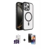 MARSİLYAN™- iPhone 16 Pro Max Kılıf Kıvılcım Prime - Siyah 3D Antistatik Mat Seramik Nano Ekran Koruyucu + Bilvis Titan Kamera Lens - GS