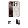 MARSİLYAN™- iPhone 16 Pro Max Kılıf Kıvılcım Prime - Siyah 3D Antistatik Mat Seramik Nano Ekran Koruyucu + PVD Metal Kamera Lens - SH