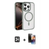 MARSİLYAN™- iPhone 16 Pro Max Kılıf Kıvılcım Prime - Siyah 3D Antistatik Mat Seramik Nano Ekran Koruyucu + PVD Metal Kamera Lens - SH