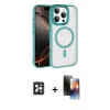 MARSİLYAN™- iPhone 16 Pro Max Kılıf Kıvılcım Prime - Siyah 3D Antistatik Mat Seramik Nano Ekran Koruyucu + PVD Metal Kamera Lens - SH