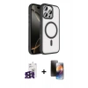 MARSİLYAN™- iPhone 16 Pro Max Kılıf Kıvılcım Prime - Siyah 3D Antistatik Mat Seramik Nano Ekran Koruyucu + Bilvis Titan Kamera Lens - SH