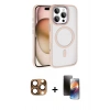 MARSİLYAN™- iPhone 16 Pro Max Kılıf Kıvılcım Prime - Siyah 3D Antistatik Mat Seramik Nano Ekran Koruyucu + Çöl Titanyum Pers Alüminyum Kamera Lens