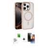 MARSİLYAN™- iPhone 16 Pro Max Kılıf Kıvılcım Prime - Siyah 3D Antistatik Mat Seramik Nano Ekran Koruyucu + Raze Metal Kamera Lens - BZ