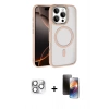 MARSİLYAN™- iPhone 16 Pro Max Kılıf Kıvılcım Prime - Siyah 3D Antistatik Mat Seramik Nano Ekran Koruyucu + Pers Alüminyum Kamera Lens - GS