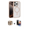 MARSİLYAN™- iPhone 16 Pro Max Kılıf Kıvılcım Prime - Siyah 3D Antistatik Mat Seramik Nano Ekran Koruyucu + Çöl Titanyum Pers Alüminyum Kamera Lens
