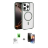 MARSİLYAN™- iPhone 16 Pro Max Kılıf Kıvılcım Prime - Siyah 3D Antistatik Mat Seramik Nano Ekran Koruyucu + Raze Metal Kamera Lens - BZ