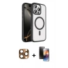MARSİLYAN™- iPhone 16 Pro Max Kılıf Kıvılcım Prime - Siyah 3D Antistatik Mat Seramik Nano Ekran Koruyucu + Çöl Titanyum Pers Alüminyum Kamera Lens