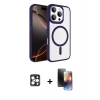MARSİLYAN™- iPhone 16 Pro Max Kılıf Kıvılcım Prime - Siyah 3D Antistatik Mat Seramik Nano Ekran Koruyucu + Gold PVD Metal Kamera Lens