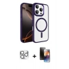 MARSİLYAN™- iPhone 16 Pro Max Kılıf Kıvılcım Prime - Siyah 3D Antistatik Mat Seramik Nano Ekran Koruyucu + Pers Alüminyum Kamera Lens - GS