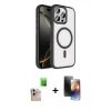 MARSİLYAN™- iPhone 16 Pro Max Kılıf Kıvılcım Prime - Siyah 3D Antistatik Mat Seramik Nano Ekran Koruyucu + Raze Metal Kamera Lens - NLGY