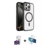 MARSİLYAN™- iPhone 16 Pro Max Kılıf Kıvılcım Prime - Siyah 3D Antistatik Seramik Nano Ekran Koruyucu + Bilvis Titan Kamera Lens - SH
