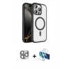 MARSİLYAN™- iPhone 16 Pro Max Kılıf Kıvılcım Prime - Siyah 3D Antistatik Seramik Nano Ekran Koruyucu + Pers Alüminyum Kamera Lens - GI
