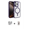 MARSİLYAN™- iPhone 16 Pro Max Kılıf Kıvılcım Prime - Siyah Bilvis 3D Cam Ekran Koruyucu + Pers Alüminyum Kamera Lens - GS
