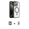 MARSİLYAN™- iPhone 16 Pro Max Kılıf Kıvılcım Prime - Siyah Bilvis 3D Cam Ekran Koruyucu + PVD Metal Kamera Lens - GD