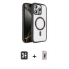 MARSİLYAN™- iPhone 16 Pro Max Kılıf Kıvılcım Prime - Siyah Bilvis 3D Cam Ekran Koruyucu + PVD Metal Kamera Lens - SH