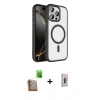 MARSİLYAN™- iPhone 16 Pro Max Kılıf Kıvılcım Prime - Siyah Bilvis 3D Cam Ekran Koruyucu + Raze Metal Kamera Lens - CLTM