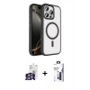 MARSİLYAN™- iPhone 16 Pro Max Kılıf Kıvılcım Prime - Siyah Bilvis 3X AR Hayalet Cam Ekran Koruyucu + Bilvis Titan Kamera Lens - GS
