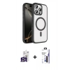 MARSİLYAN™- iPhone 16 Pro Max Kılıf Kıvılcım Prime - Siyah Bilvis 3X AR Hayalet Cam Ekran Koruyucu + Bilvis Titan Kamera Lens - TMGI