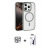 MARSİLYAN™- iPhone 16 Pro Max Kılıf Kıvılcım Prime - Siyah Bilvis 3X AR Hayalet Cam Ekran Koruyucu + Pers Alüminyum Kamera Lens - GI