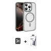MARSİLYAN™- iPhone 16 Pro Max Kılıf Kıvılcım Prime - Siyah Bilvis 3X AR Hayalet Cam Ekran Koruyucu + PVD Metal Kamera Lens - SH