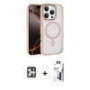 MARSİLYAN™- iPhone 16 Pro Max Kılıf Kıvılcım Prime - Siyah Bilvis 3X AR Hayalet Cam Ekran Koruyucu + PVD Metal Kamera Lens - GS