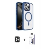 MARSİLYAN™- iPhone 16 Pro Max Kılıf Kıvılcım Prime - Siyah Bilvis 3X AR Hayalet Cam Ekran Koruyucu + PVD Metal Kamera Lens - SH