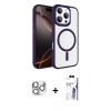 MARSİLYAN™- iPhone 16 Pro Max Kılıf Kıvılcım Prime - Siyah Bilvis 3X AR HD Cam Ekran Koruyucu + Pers Alüminyum Kamera Lens - GS