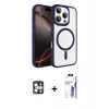 MARSİLYAN™- iPhone 16 Pro Max Kılıf Kıvılcım Prime - Siyah Bilvis 3X AR HD Cam Ekran Koruyucu + PVD Metal Kamera Lens - GS