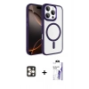MARSİLYAN™- iPhone 16 Pro Max Kılıf Kıvılcım Prime - Siyah Bilvis 3X AR HD Cam Ekran Koruyucu + PVD Metal Kamera Lens - GD