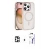 MARSİLYAN™- iPhone 16 Pro Max Kılıf Kıvılcım Prime - Siyah Bilvis 3X AR HD Cam Ekran Koruyucu + PVD Metal Kamera Lens - GS