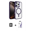MARSİLYAN™- iPhone 16 Pro Max Kılıf Kıvılcım Prime - Siyah Bilvis 3X AR HD Cam Ekran Koruyucu + PVD Metal Kamera Lens - SH