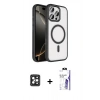 MARSİLYAN™- iPhone 16 Pro Max Kılıf Kıvılcım Prime - Siyah Bilvis 3X AR HD Cam Ekran Koruyucu + PVD Metal Kamera Lens - SH
