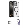 MARSİLYAN™- iPhone 16 Pro Max Kılıf Kıvılcım Prime - Siyah Bilvis 3X AR HD Cam Ekran Koruyucu + PVD Metal Kamera Lens - GS