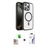 MARSİLYAN™- iPhone 16 Pro Max Kılıf Kıvılcım Prime - Siyah Bilvis 3X AR HD Cam Ekran Koruyucu + Raze Metal Kamera Lens - NLGY