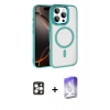 MARSİLYAN™- iPhone 16 Pro Max Kılıf Kıvılcım Prime - Siyah Bilvis 5in1 3D Magic Cam Ekran Koruyucu + PVD Metal Kamera Lens - GD